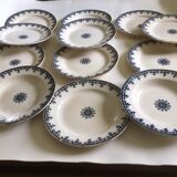10 assiettes  plates terre de fer et 2  creuses  service gagny