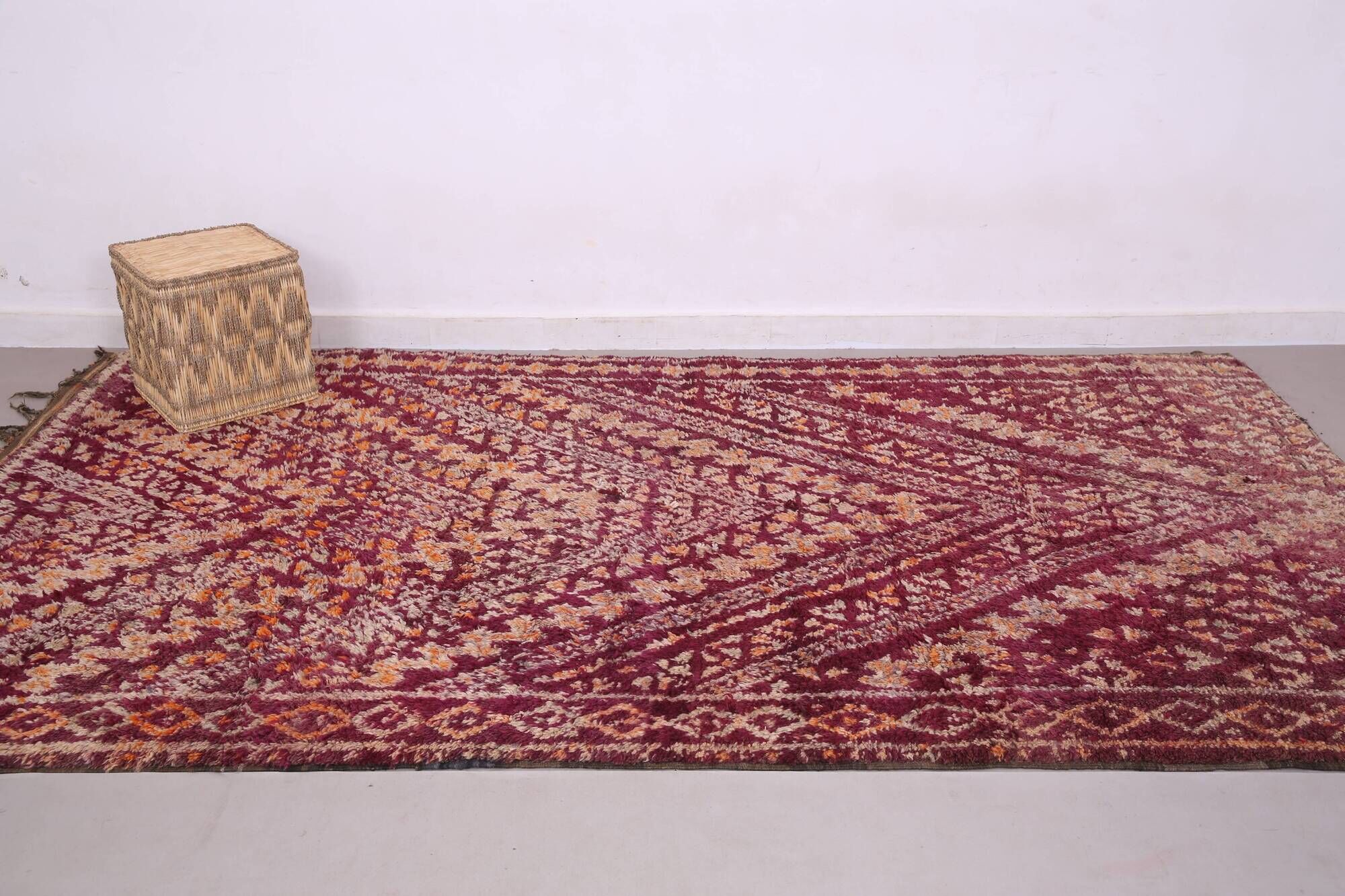 Burgundy Vintage Moroccan rug 183 x 321 cm - Berber Wool Rug - Handmade Rug
