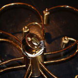 Mid century two-tier brass spiral 12 light chandelier by Helestra, 1970