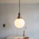 Minimalist Art Deco Pendant Lamp in Opaline Glass, 1950s