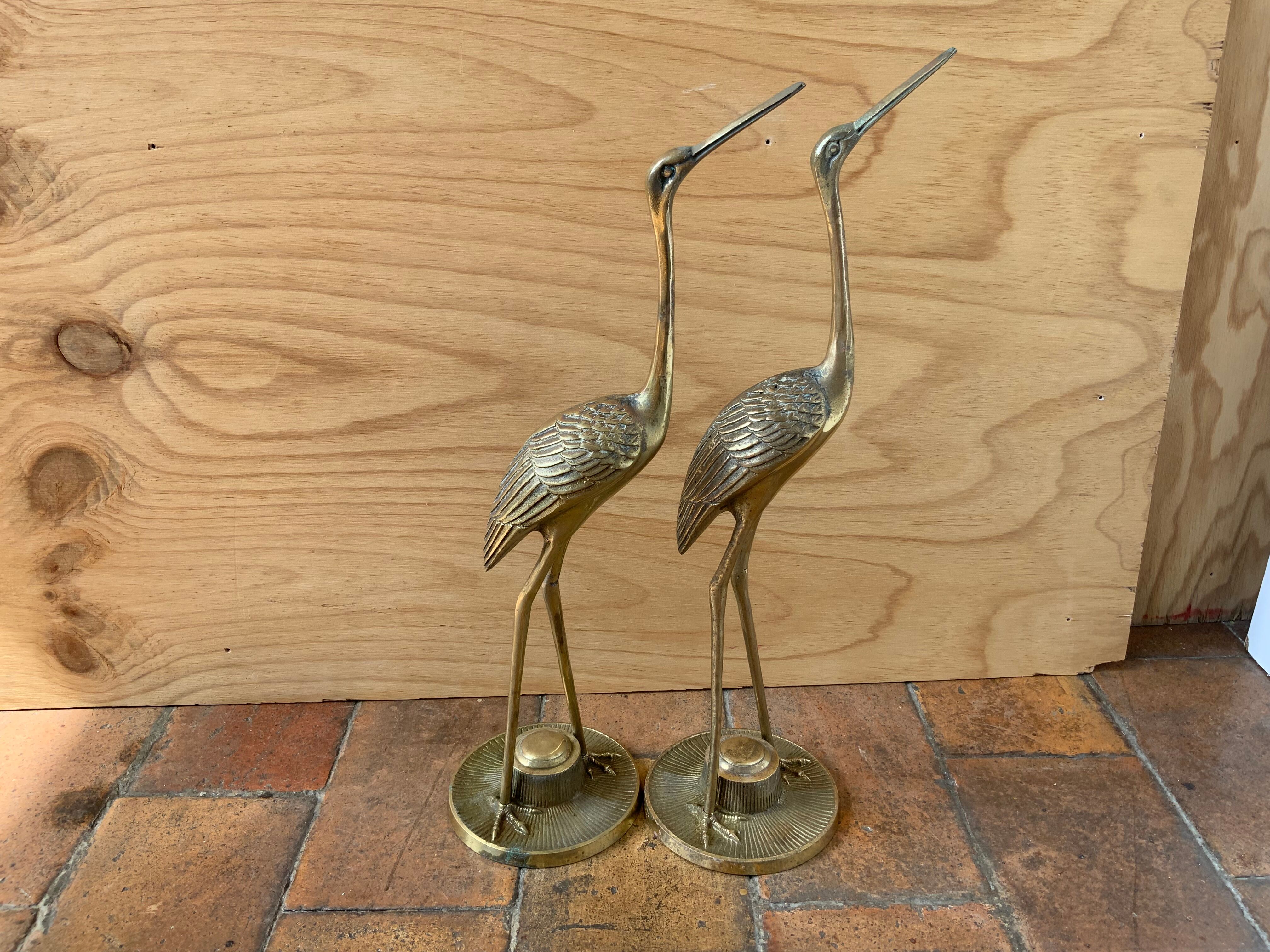 Pair of brass birds