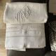 Linen sheet . Old. Monogram M R 207 cm x 300 cm