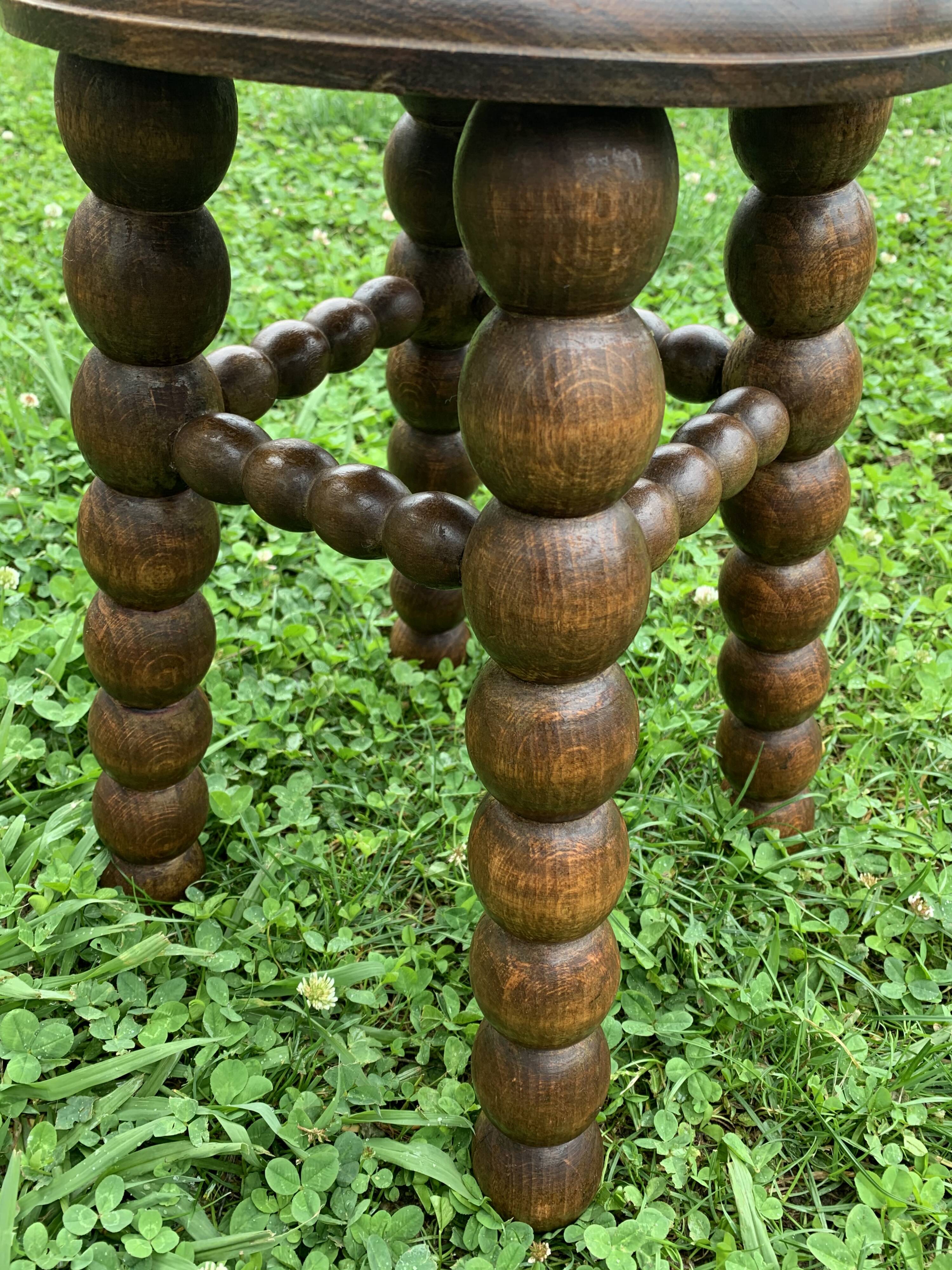 French turned wood stool 1950