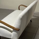 Canapé des années 1940 en bois et tissu bouclé, production italienne