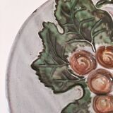 Vintage ceramic bowl – embossed grape pattern in slip style