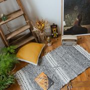 Berber carpet Zanafi - 100% black and white wool - 115 cm x 60 cm