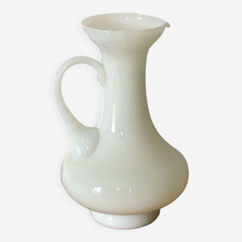 Milky white opaline handle pitcher