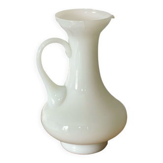 Milky white opaline handle pitcher
