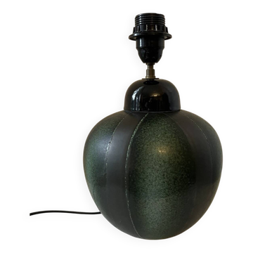 Pied de lampe céramique 1970 vert et noir Vintage