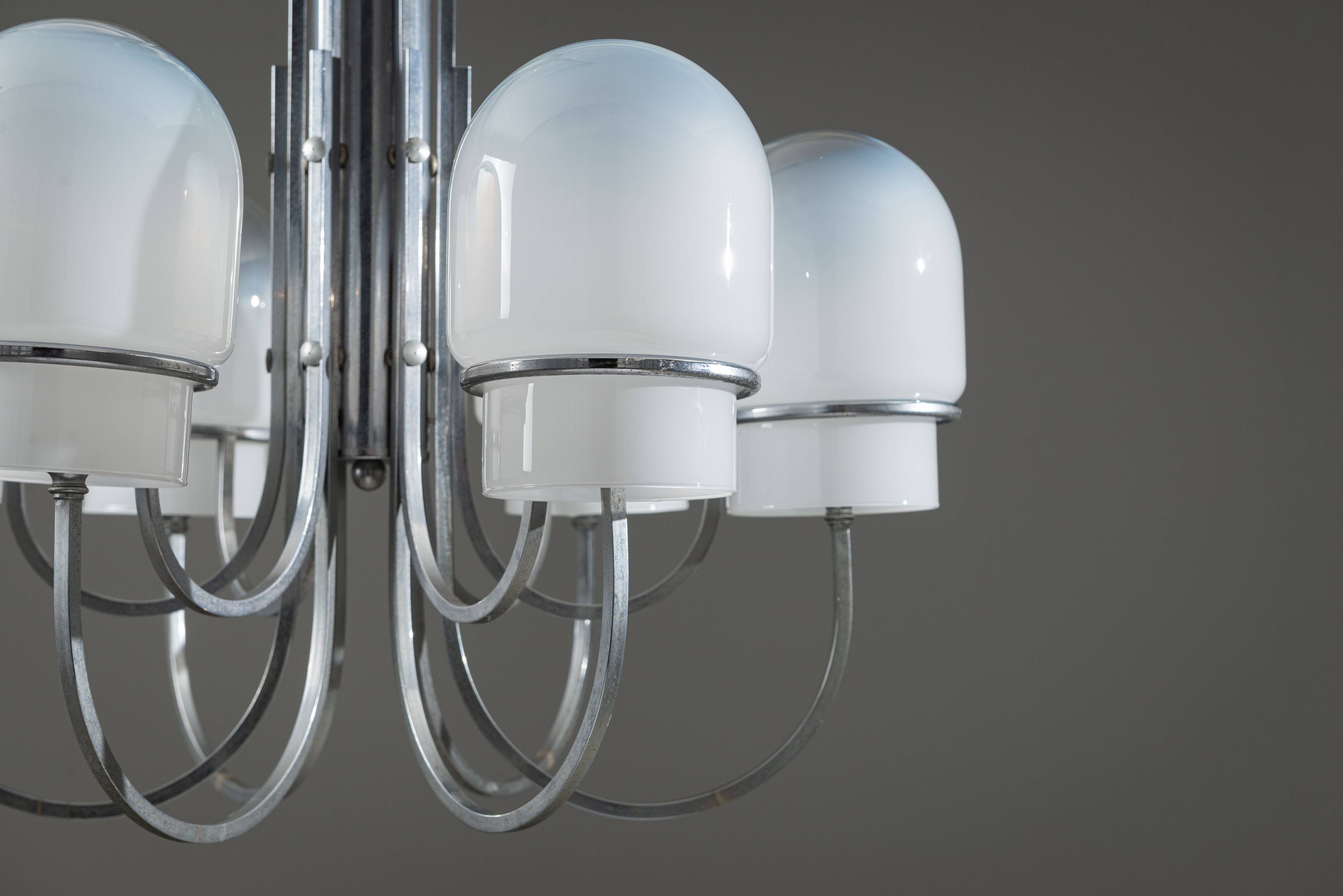 Angelo Gaetano Sciolari chandelier with six misty glass shades
