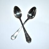 Ercuis set of 2 Trianon silver-plated dessert spoons with crossed ribbon, 15 cm