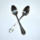 Ercuis set of 2 Trianon silver-plated dessert spoons with crossed ribbon, 15 cm
