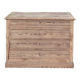 Large antique chest of drawers in raw solid wood.