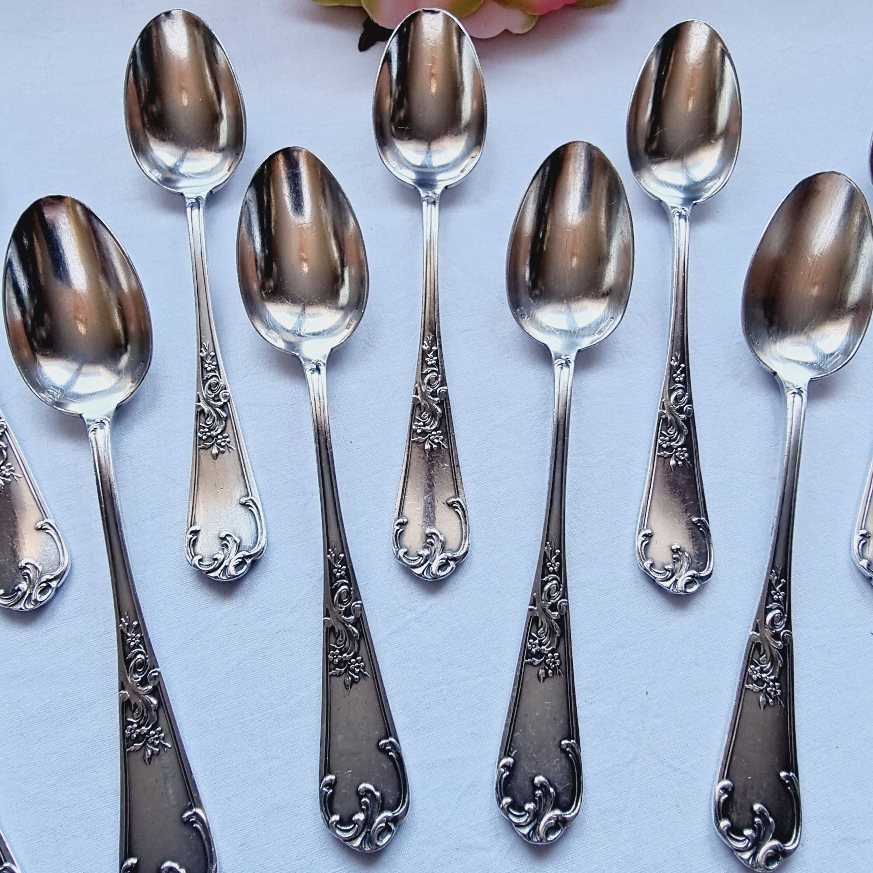 12 cuillères à dessert en métal argenté français orfèvre boyron claudius louis de lyon, style victo