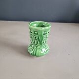 Small vintage green patterned vase