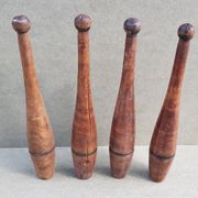 Set of 4 old English juggling clubs circa late 19th