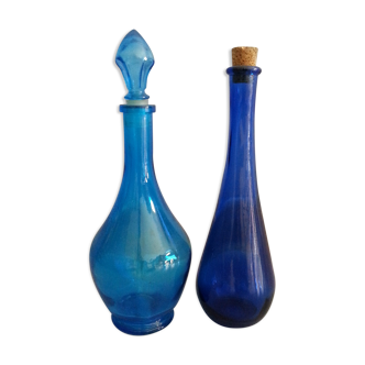 Lot 2 blue glass bottles