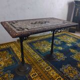 Early 20th century bistro table with cast iron base and Terrazzo top