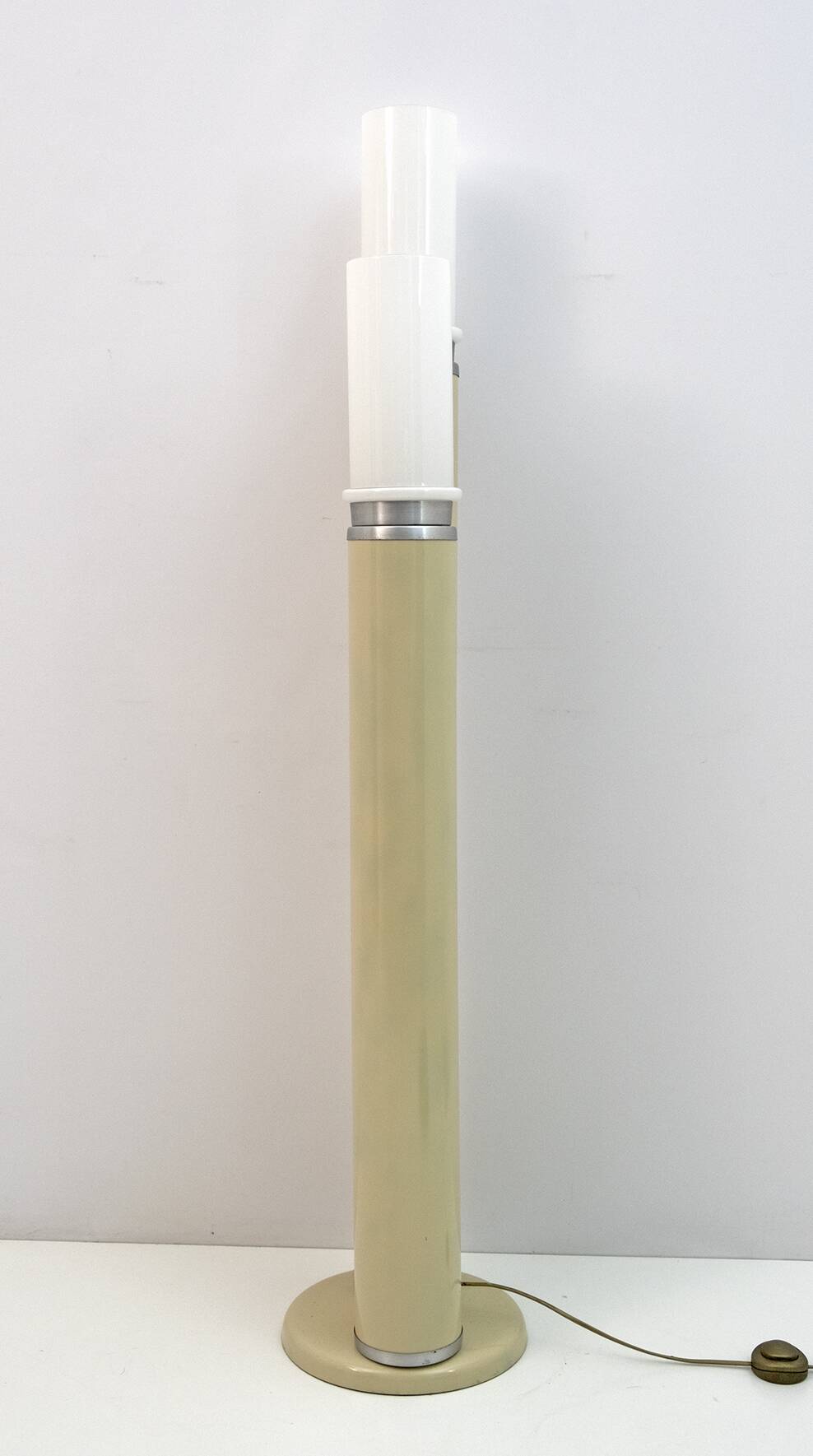 Space Age Opaline Glass and Lacquered Metal Cylinders Floor Lamp, 1970s