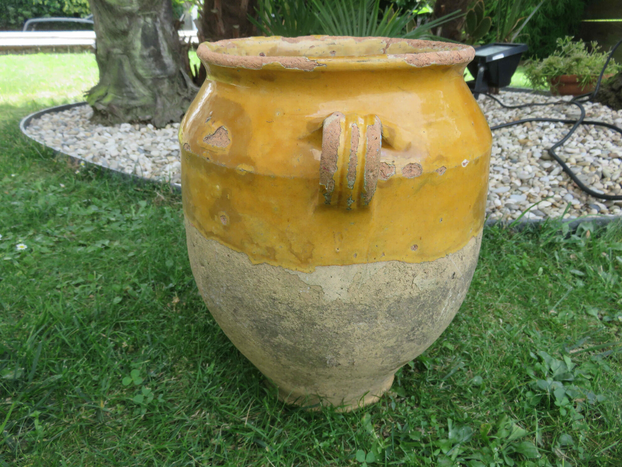 Old confit pot in yellow glazed terracotta nineteenth century