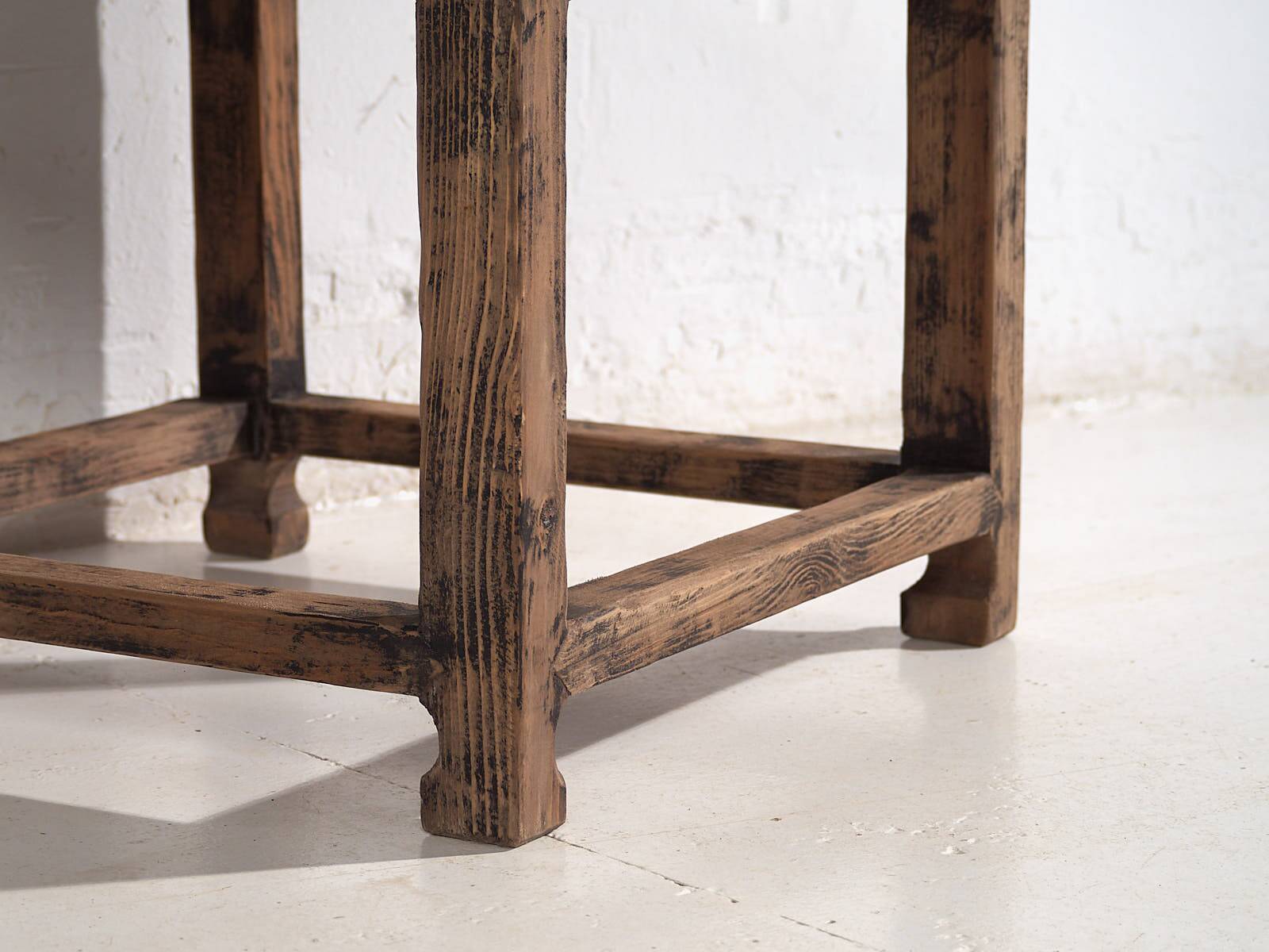 Square side table in old solid wood