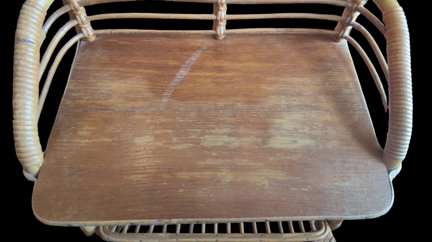 Petit meuble table d appoint vintage en rotin