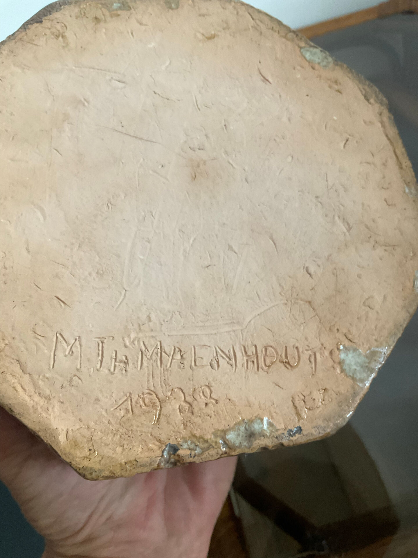 Vase vintage de forme octogonal en céramique émaillée