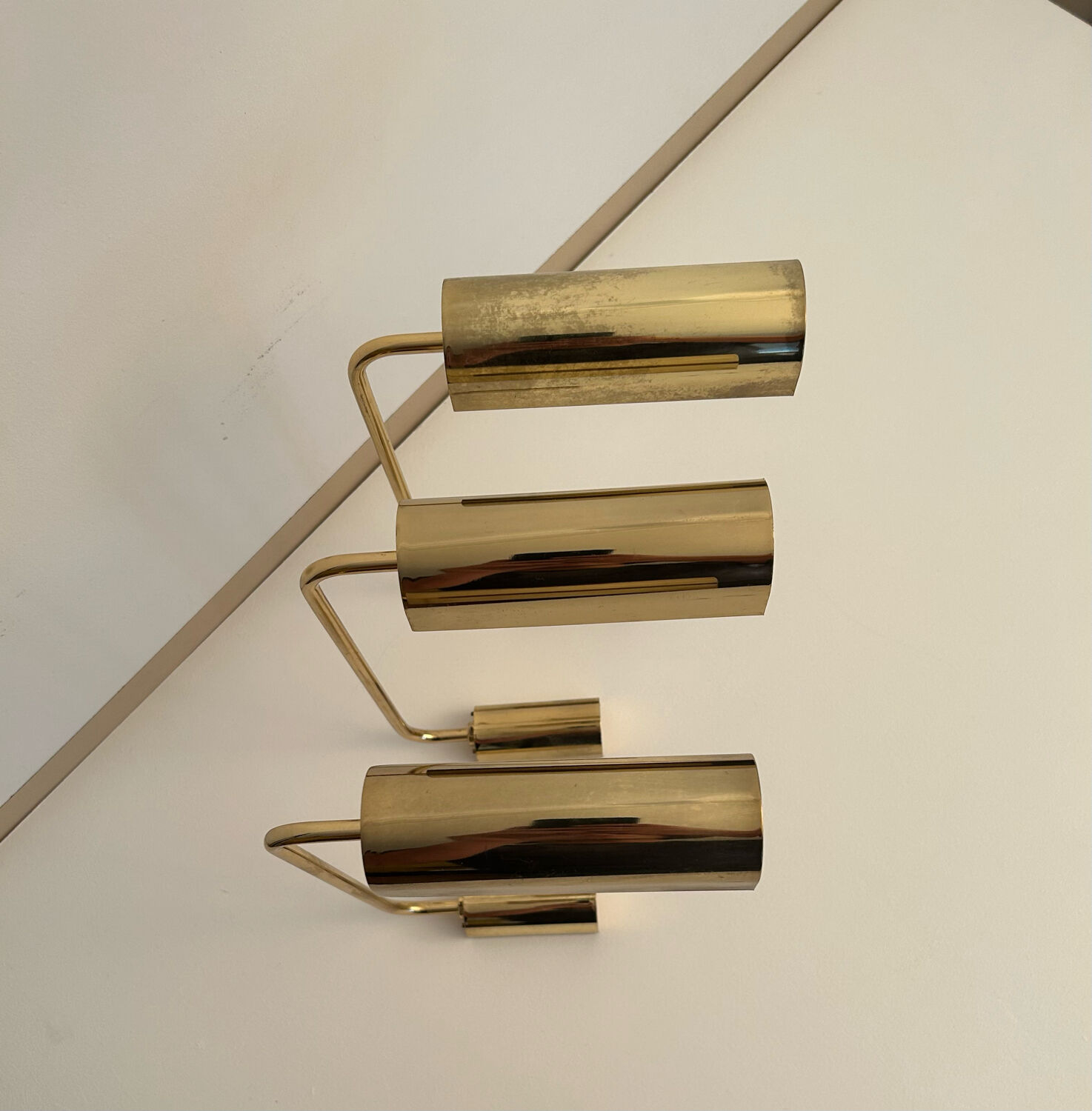 Set de 3 appliques vintage orientable, laiton, France 1970