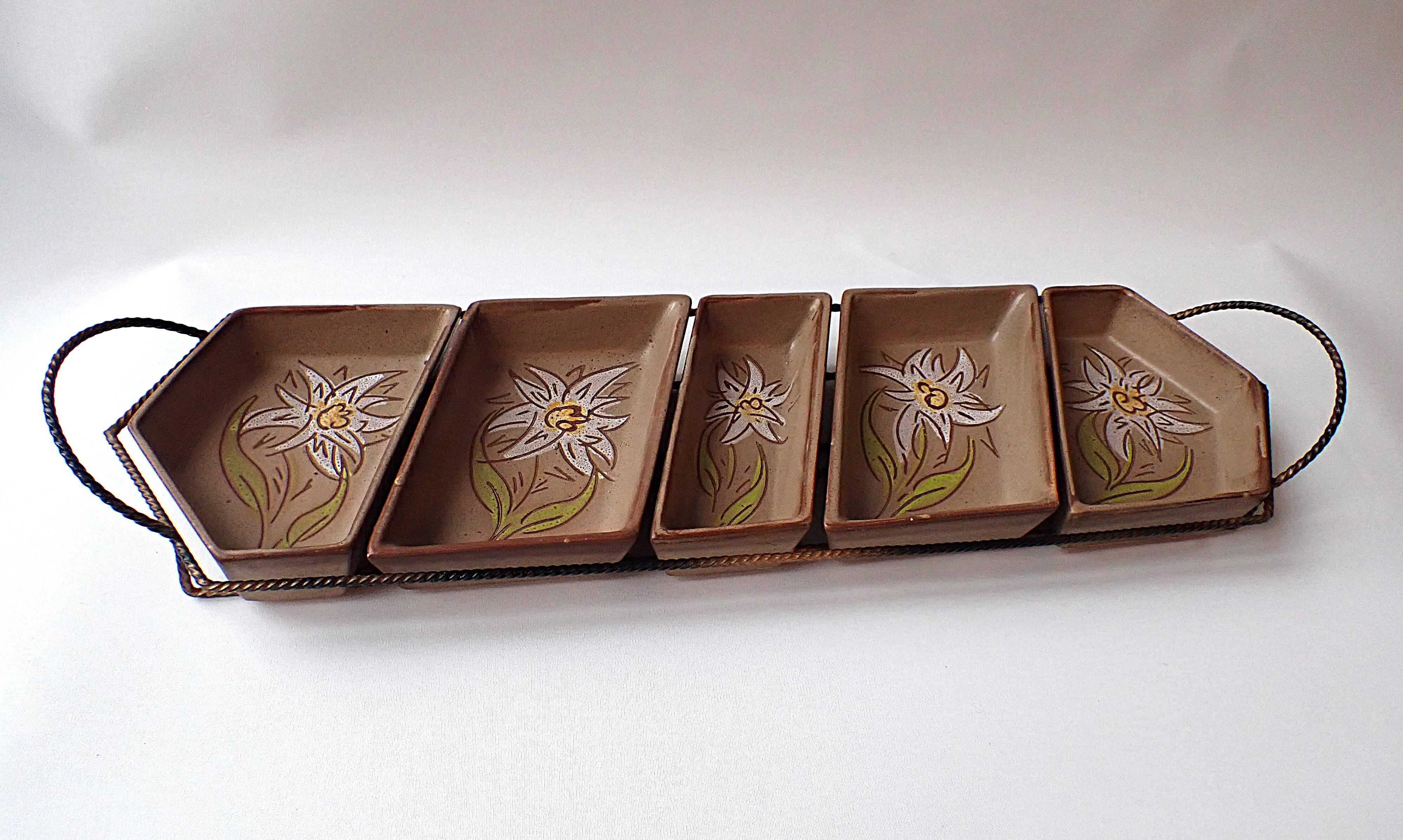 Vallauris ceramic aperitif service - 5 bowls