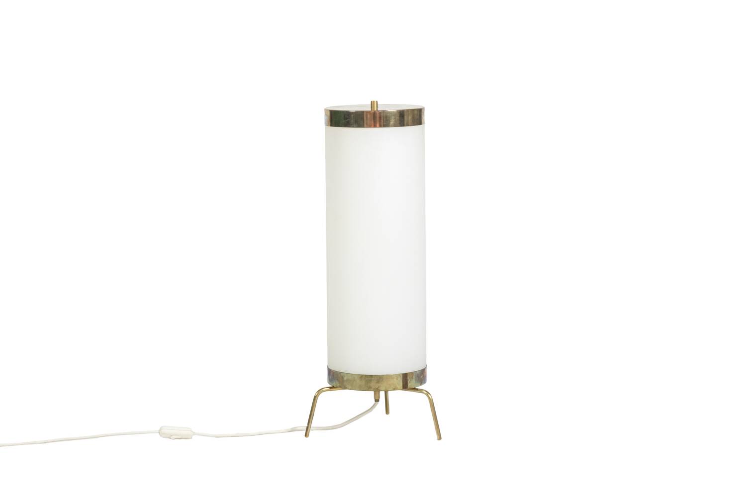 Lamp in white opaline and golden brass, 1970s