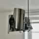 Chandelier in chromed metal and vintage stainless steel