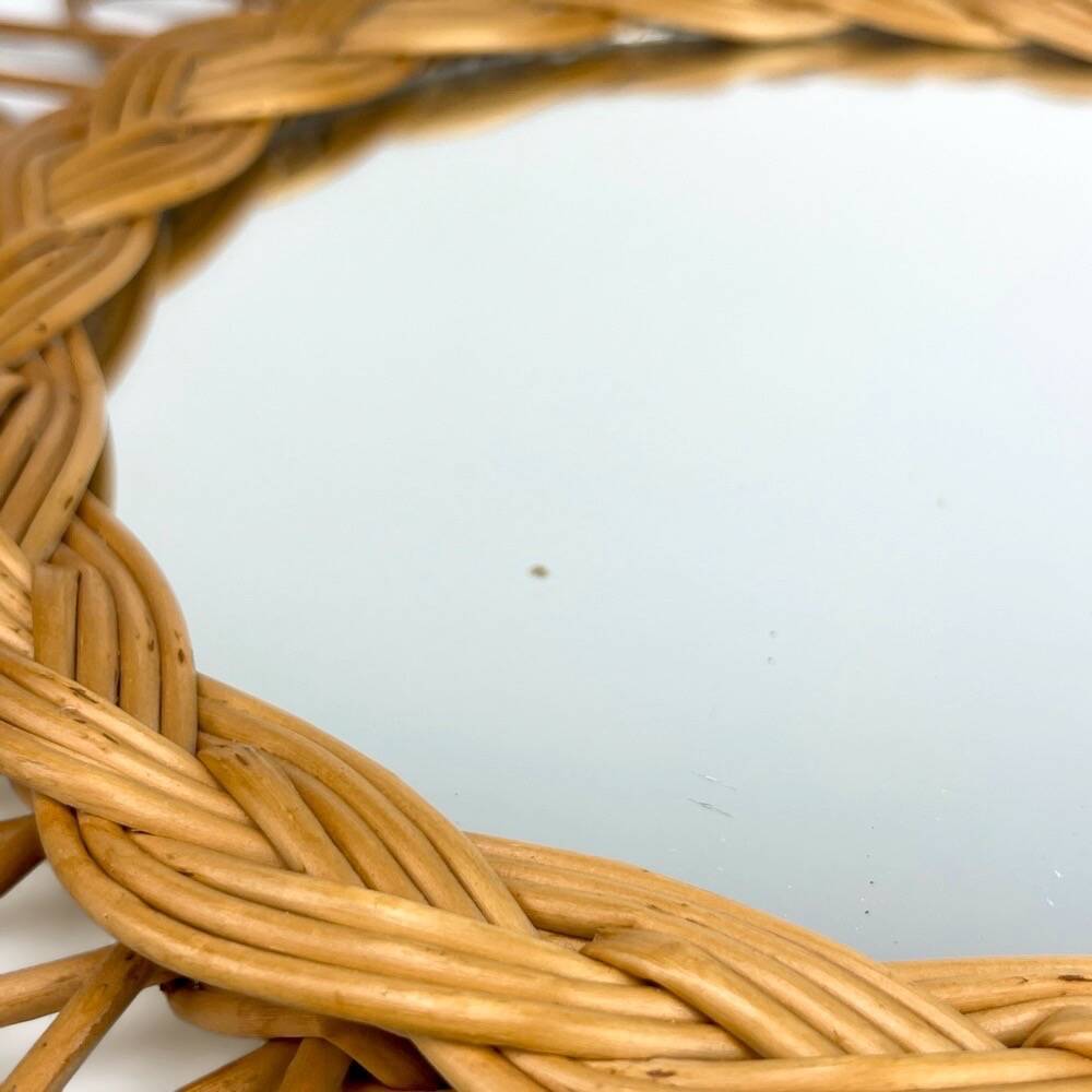 Rattan and woven wicker sun mirror from the 60s
