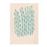 Abstract painting on petroleum blue paper signed Eawy