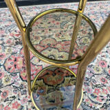 Golden tripod stand with smoked glass from the 1970s.