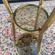 Golden tripod stand with smoked glass from the 1970s.