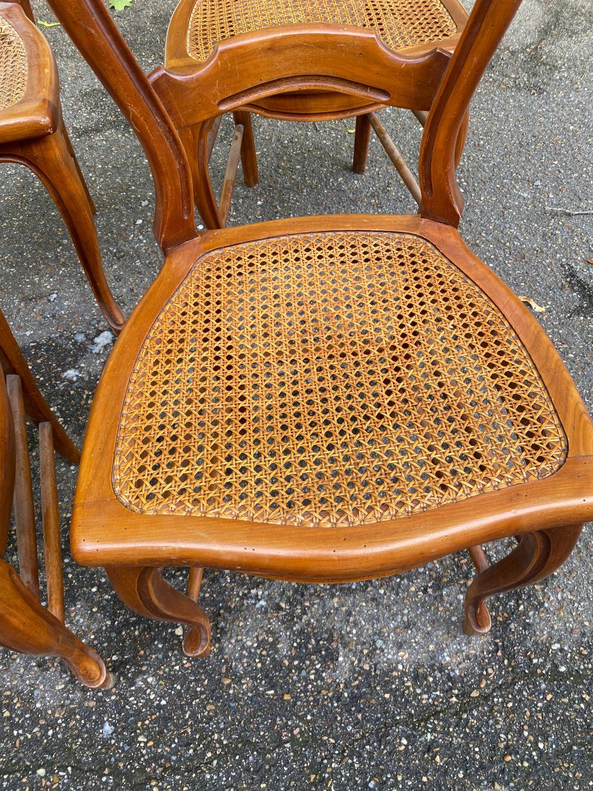 4 Louis Philippe caned dining chairs from the 19th century