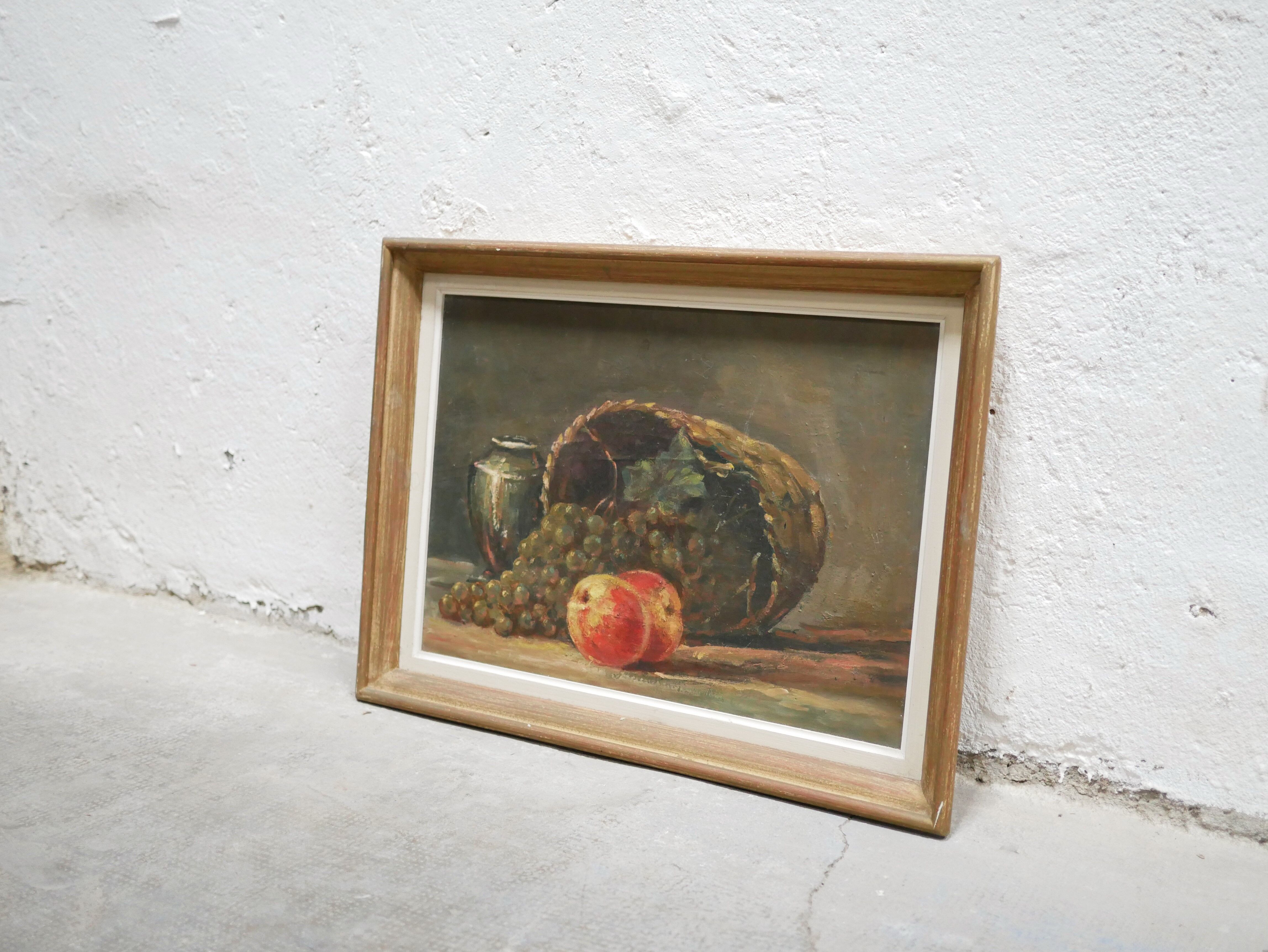 Old painting, still life, oil on panel