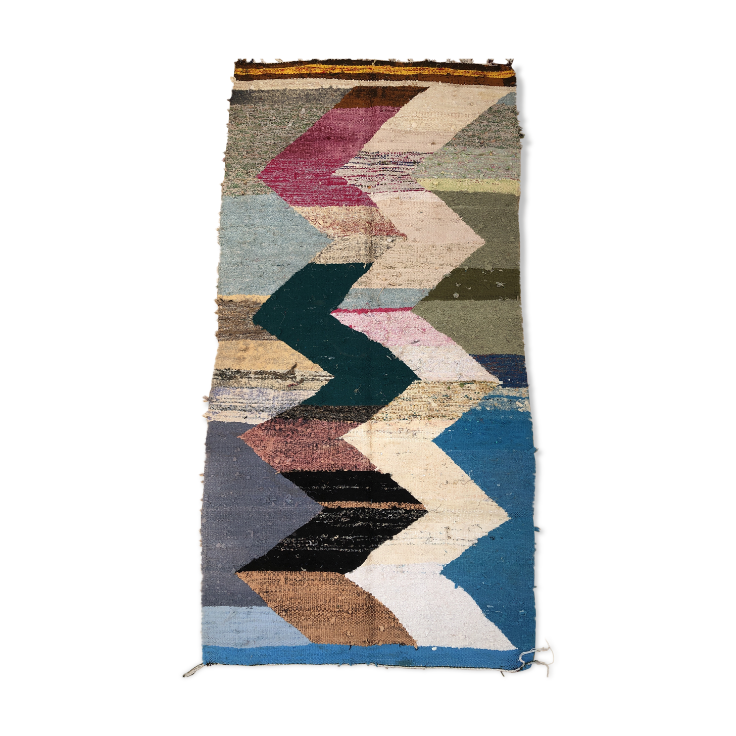 Moroccan Berber carpet Kilim Boucherouite 2, 03x1, 02m