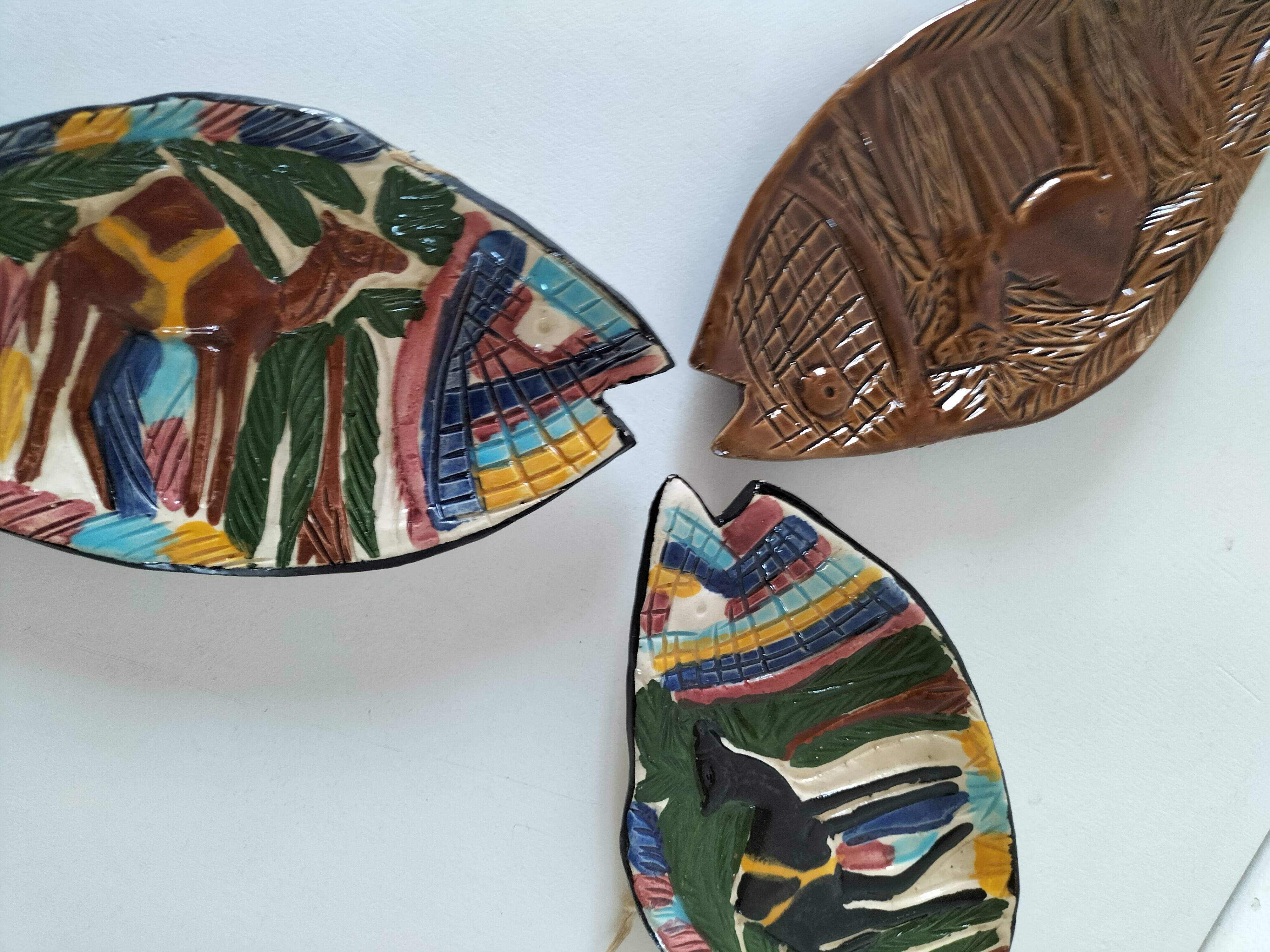 Trio of handcrafted ceramics from Nabeul (Tunisia)