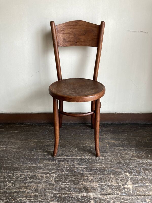 Set de 4 chaises bistrot Fischel en bois courbé chapeau de gendarme 1920