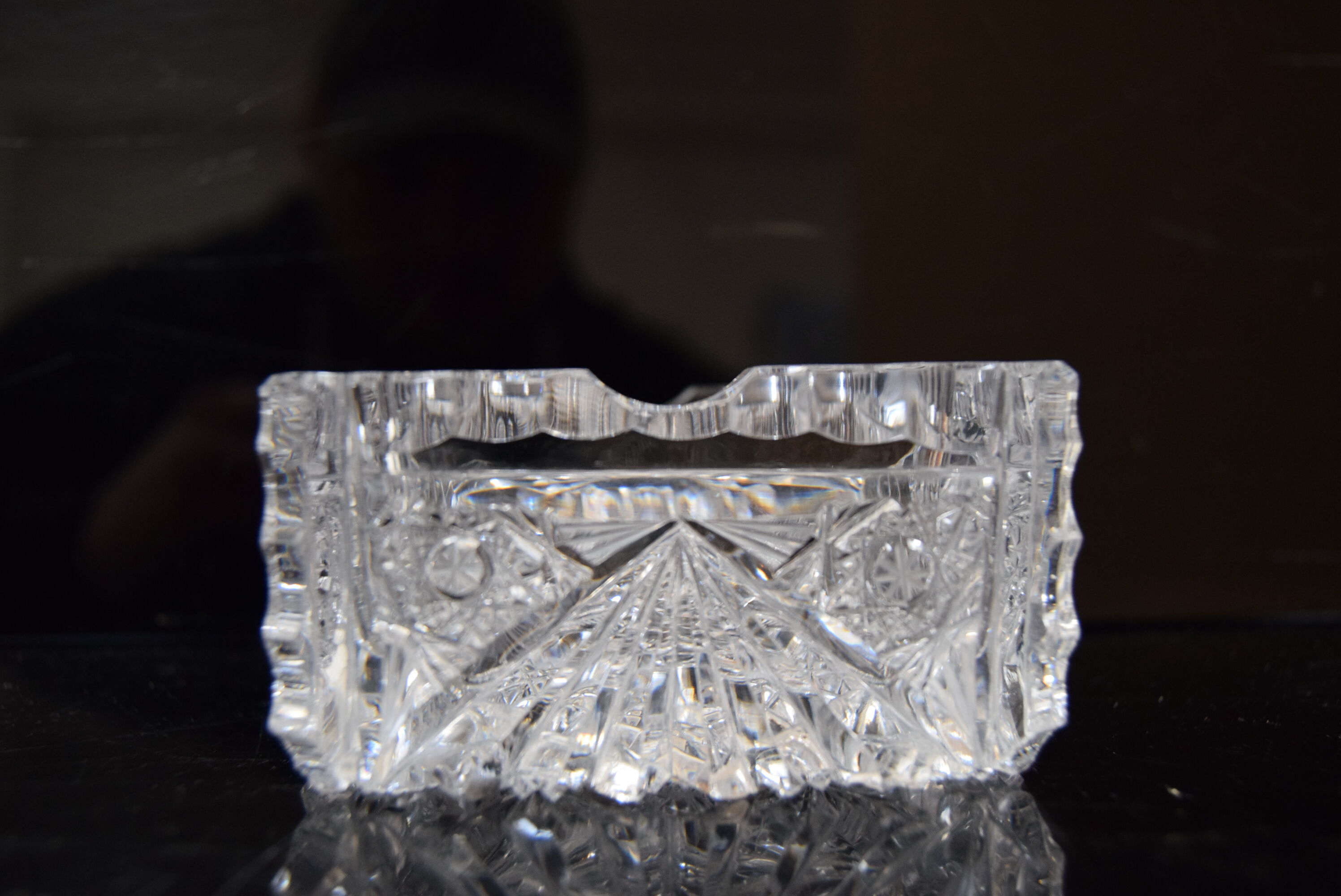 Paire de cendriers, verre en cristal taillé, bohême, années 1960