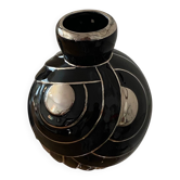 Vase en céramique noire et argentée Art Déco