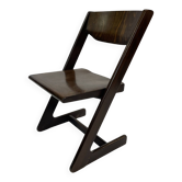 Vintage wooden chair 1960s minimalist design dark brown