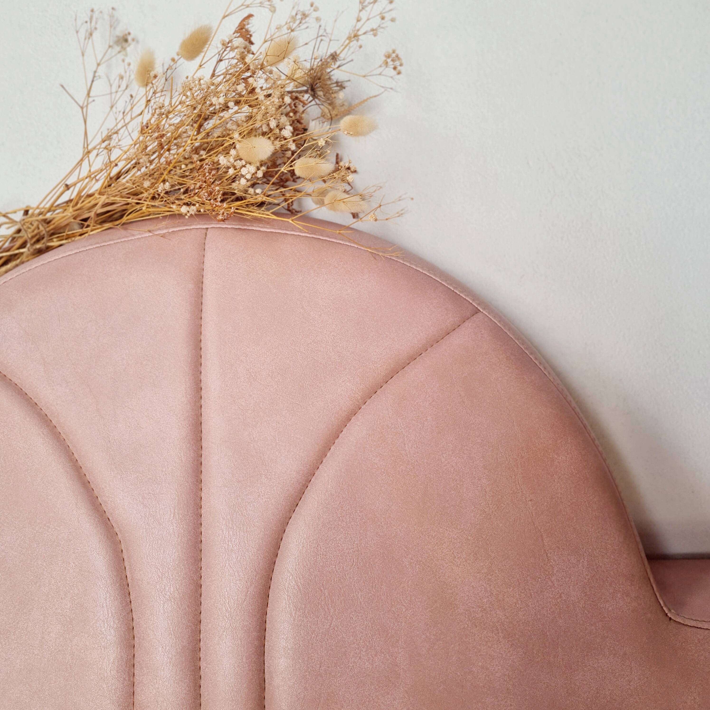 Pink faux leather bistro bench for 3 people