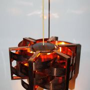 Copper pendant light by Werner Schou for Coronell Electro, Denmark, 1969.