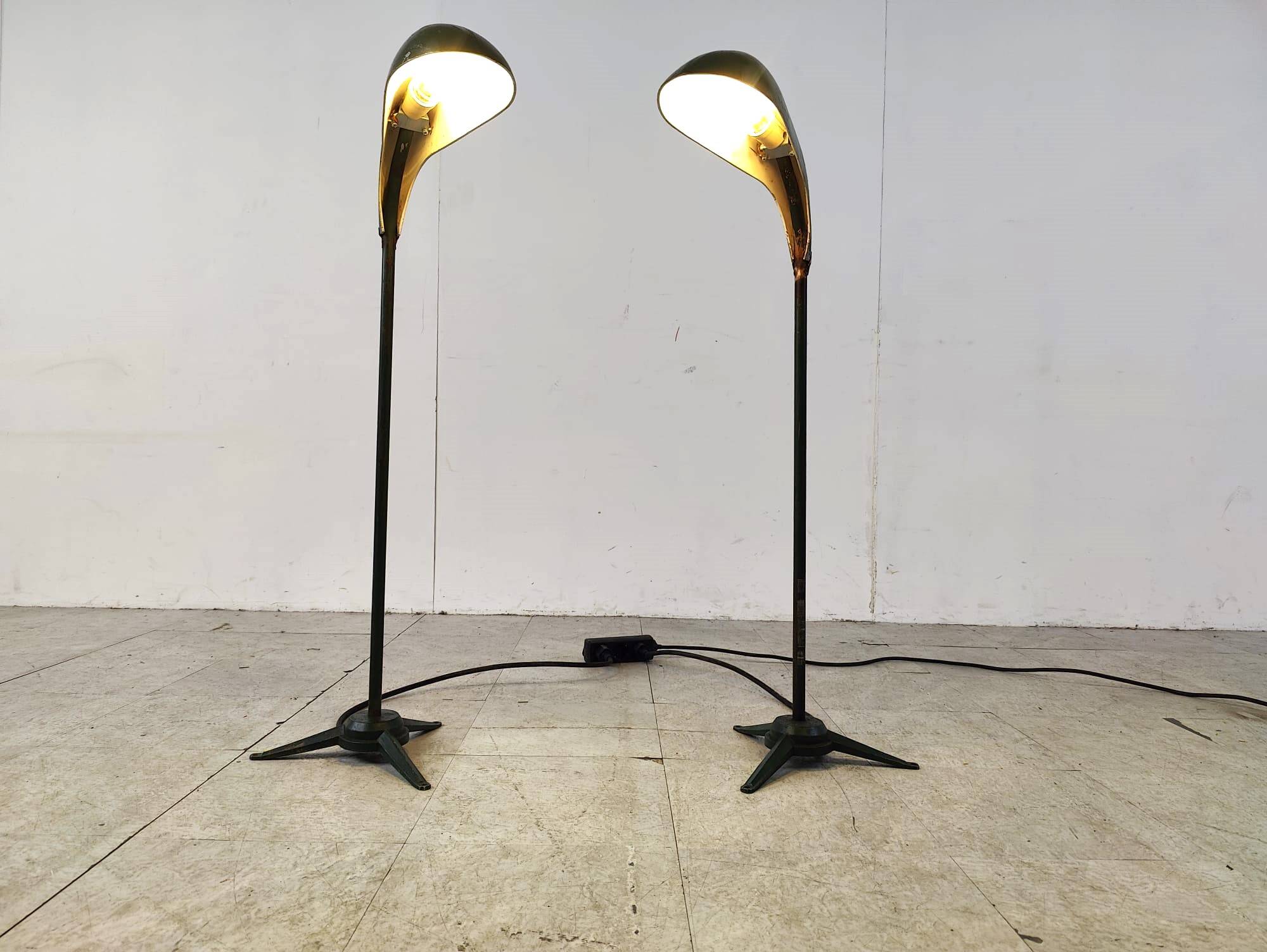 Pair of vintage metal floor lamps, 1970s