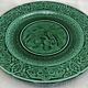 3 fruit plates Sarreguemines majolica shaded enamel Rubelles
