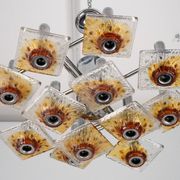 12-light Mazzega chandelier in amber and clear murano glass and chrome. Ita