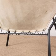 Danish armchair in Leather, Steel and Teak, Balloon model by Hans Olsen 1960.
