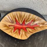 Fruit bowl in glazed ceramic, red design motif, Vallauris, vintage
